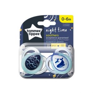 Tommee Tippee -Night Time- Confezione con 2 Succhietti 6-18 M(colori assortiti)