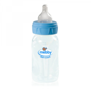 Mebby Biberon Anti-Colica Step 1+2 Silicone Azzurro 300ml