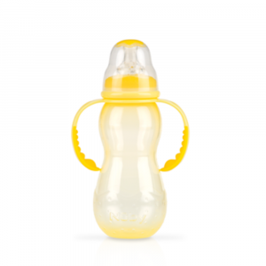 NUBY- Biberon Standard- dotata di manici e una tettarella No Drip, 320 ml