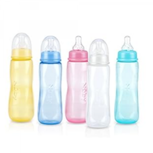 NUBY- Biberon standard- con tettarella a flusso medio, 240 ML