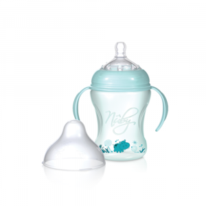 NUBY- Tazza in polipropilene- con tettarella a Flusso Medio e manici rimovibili, 240ml
