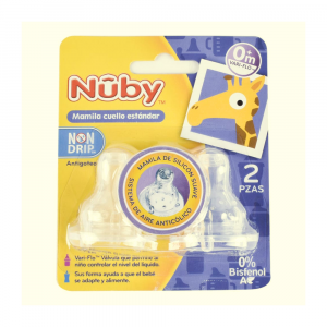 NUBY- Tettarella antigoccia con flusso regolabile- per Biberon standard, 2pz
