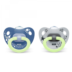 NUK Happy Nights succhietti in silicone 0-6m
