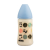 SUAVINEX- Biberon con tettarella Anatomica in Lattice, con disegno Panda Azzurro, Misura M 1, 270 ml