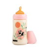 SUAVINEX- Biberon con tettarella Anatomica in Lattice, con disegno Panda Rosa, Misura M 1, 270 ml