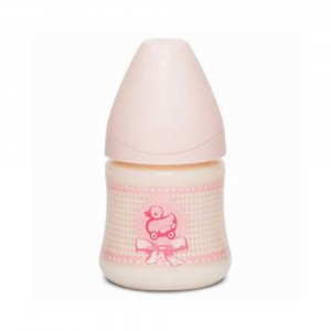 SUAVINEX- Biberon con tettarella Anatomica in Silicone, Misura 1s, 150 ml, Colore Rosa