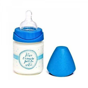 SUAVINEX- Biberon in Vetro, con tettarella in silicone a 3 posizioni, colore Blu, 120 ml