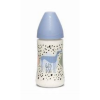 SUAVINEX- Biberon stile Dog con tettarella in silicone, 3 velocità colore Azzurro, 270 ml
