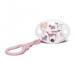 SUAVINEX- Clip ovale per succhietto con stampa Cane rosa