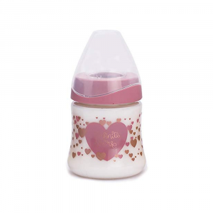 SUAVINEX- Collezione Premium Haute Couture- Biberon con tettarella Anatomica in silicone,1S, 150 ml, Love Rosa