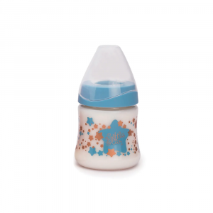 SUAVINEX- Collezione Premium Haute Couture- Biberon con tettarella Anatomica in silicone,1S, 150 ml, Stella azzurro