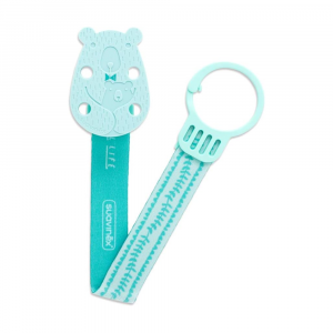SUAVINEX- Meaningful Life- Clip per succhietto, con stampa ad orsetto, in tessuto verde