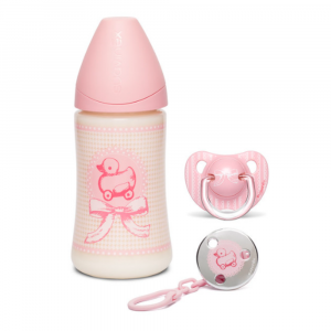 SUAVINEX- Rose et Bleu, set nascita rosa con tettarelle in silicone anatomico, 0-6 M