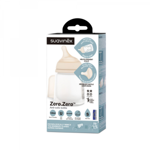 SUAVINEX- Zero Zero- Biberon Anti-colica con tettarella a Flusso Lento, 180 ml