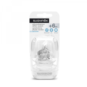 Suavinex tettarella anatomica collo largo silicone 2M 0-6m 2 pezzi