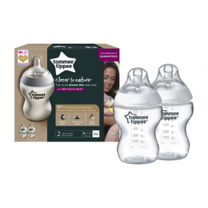 TOMMEE TIPPEE- Closer to Nature- 2 Biberon x 260 ml, 0M, Flusso lento