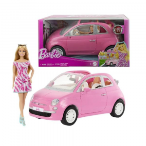 Barbie e Fiat 500 Cabrio Rosa Mattel