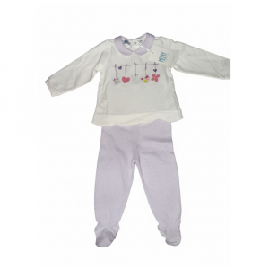 Completo Neonata Melby | Tutina 2 Pezzi con Piedini Lilla