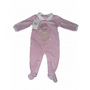 Tutina Neonato Melby Rosa con Giraffa e Colletto Bianco