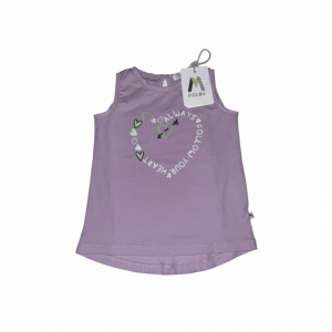 Canotta Bambina MELBY Lilla | Stampa Cuore "Follow Your Heart"