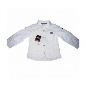 Camicia Bambino MEK Bianca | Bottoni Blu Navy